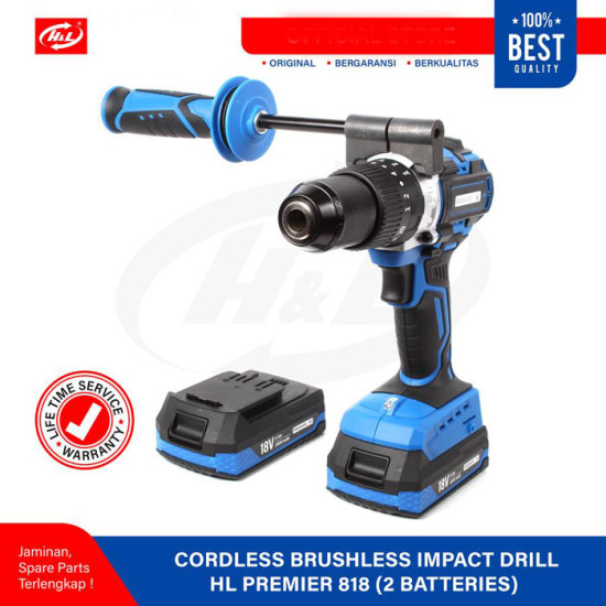 HL Premier 818 Mesin Bor Nirkabel 2 Baterai Cordless Brushless Impact Drill 2 Battery HL Premier 818 Mesin Bor Nirkabel 2 Baterai Cordless Brushless Impact Drill 2 Battery