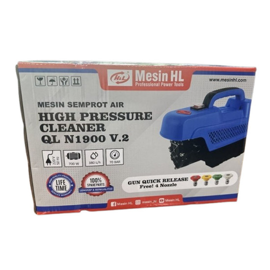 HL QL-1900 N1900 V.2 Mesin Semprot Air Cuci Steam High Pressure Jet Cleaner 700 Watt
