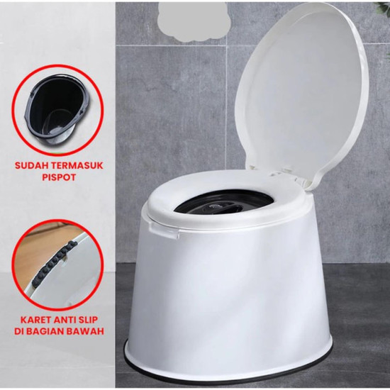 Kloset Duduk Portable Lengkap Dengan Ember Toilet Ibu Hamil Lansia Bahan PP