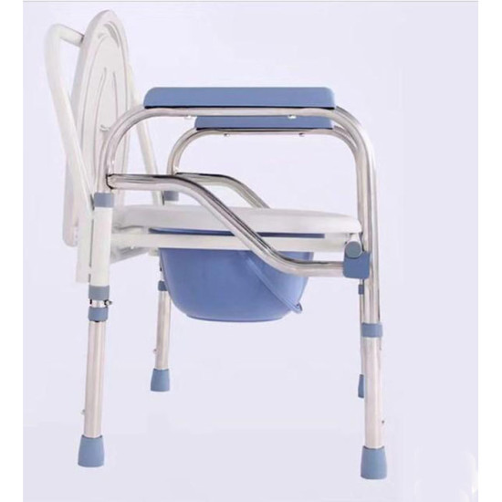 Kursi Pispot Bulat BAB Lipat Foldable Commode Chair Rangka Besi Krom
