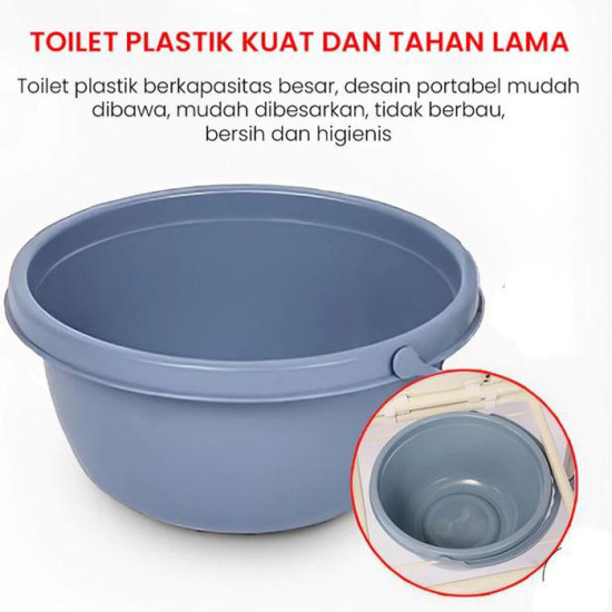 Kursi Pispot Bulat BAB Lipat Foldable Commode Chair Rangka Besi Krom