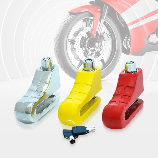 Kenmaster Disc Lock Kunci Cakram Motor Chrome Kuning Merah