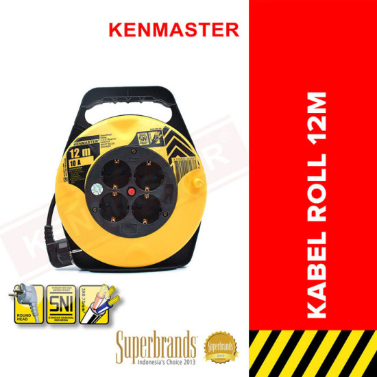 Kenmaster Kabel Roll 4 Lubang 12 Meter SNI Stop Kontak