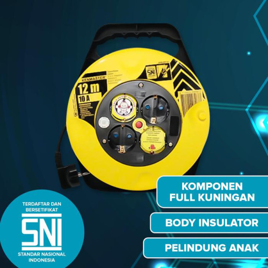 Kenmaster Kabel Roll 4 Lubang 12 Meter SNI Stop Kontak