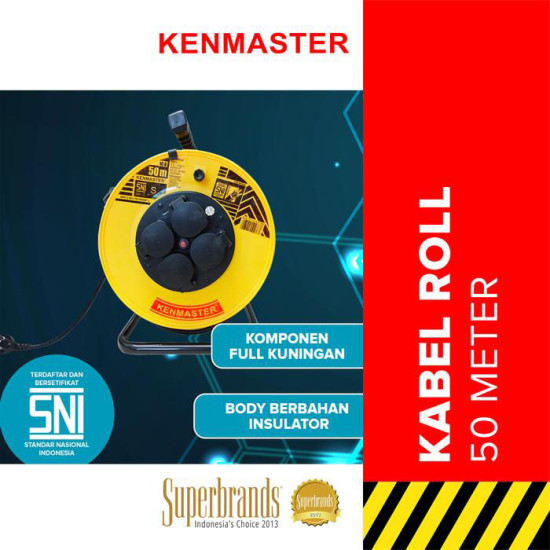 Kenmaster Kabel Roll 50M 10A SNI - Kabel Rol 4 lubang