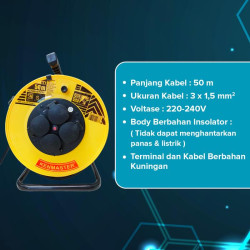 Kenmaster Kabel Roll 50M 10A SNI - Kabel Rol 4 lubang