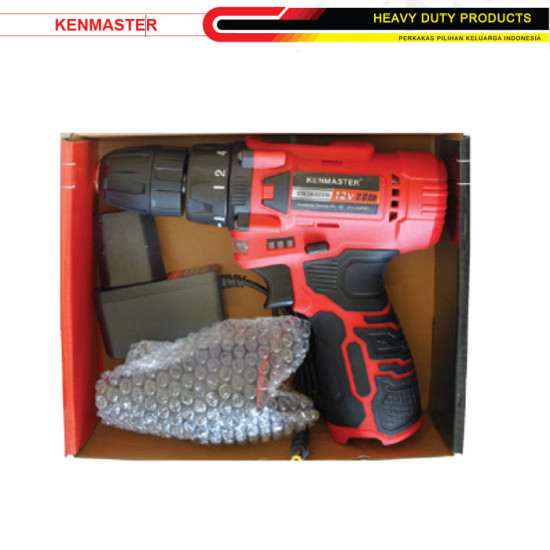 Kenmaster Cordless Driver Drill 10mm Bor Tanpa Kabel 12V 2.0Ah Li-Ion KM-220