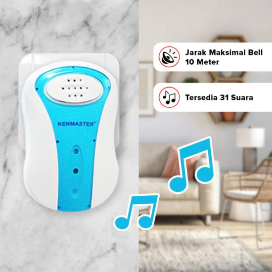 Kenmaster KM008 Door Bell Wireless With Lamp Bel Pintu Nirkabel