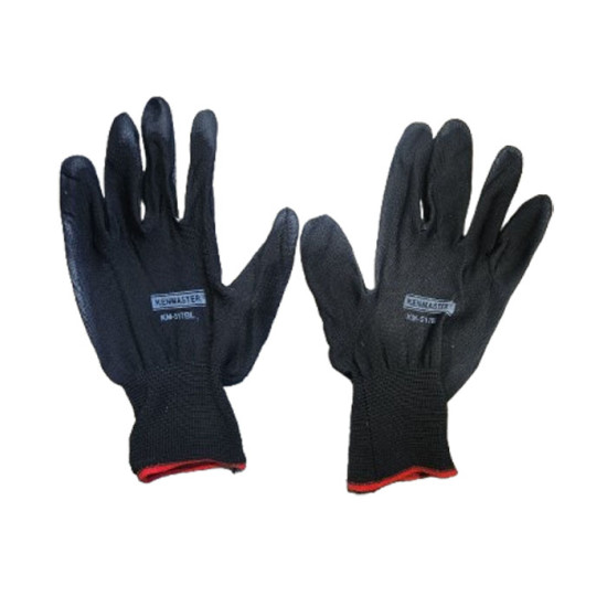 Kenmaster Sarung Tangan Kain Karet Hitam 1 Pasang Sepasang KM-517BL