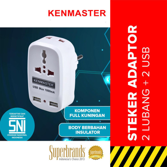Kenmaster Steker Adaptor Plug 2 USB S0203