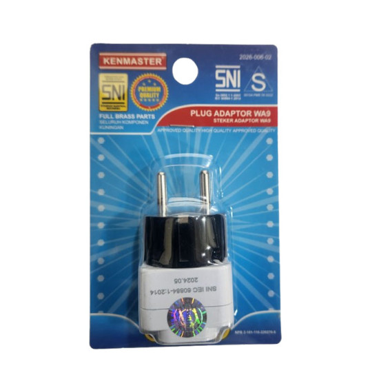 Kenmaster XX-407A WA9 WA-9 Steker Plug Adaptor Colokan 3 Kaki ke 2 Kaki