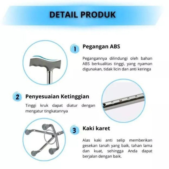 Alat Bantu Jalan Lansia Orang Tua Tongkat 4 Kaki Premium