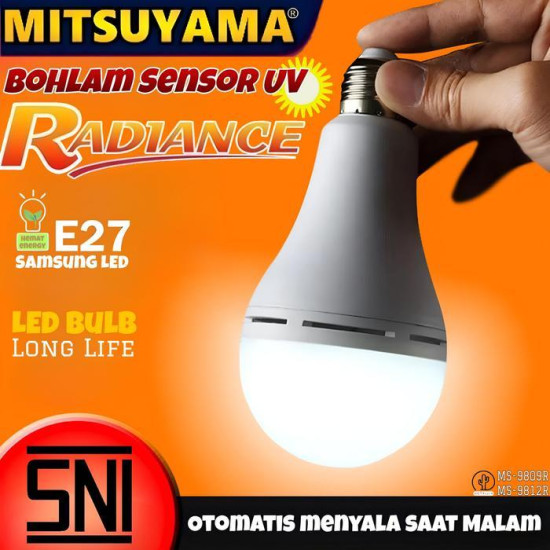 Mitsuyama MS-9809R MS-9812R Radiance Bohlam Sensor UV 9W 12W Lampu LED Otomatis Nyala E27