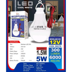 Mitsuyama Bohlam DC 12V Plus Kabel 1.5 Meter LED Lampu Emergency Jepit Aki