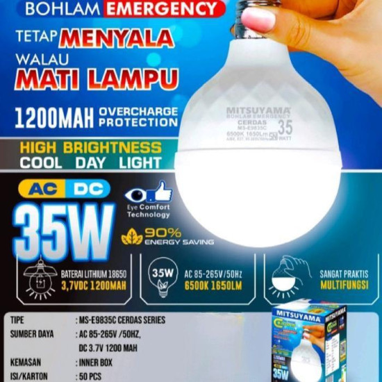 Mitsuyama Bohlam Emergency Lampu Darurat 25W 35W AC DC 1200mAh