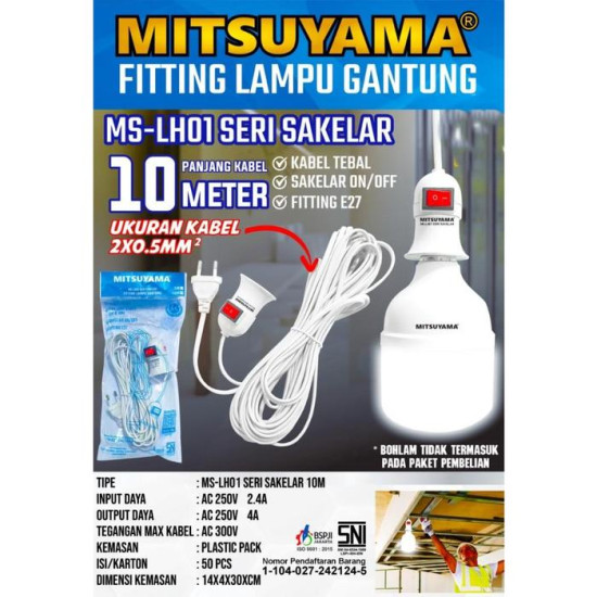 Mitsuyama MS-LH01 Seri Sakelar On Off Fitting Lampu Gantung E27