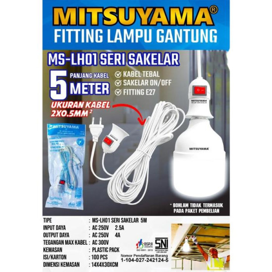 Mitsuyama MS-LH01 Seri Sakelar On Off Fitting Lampu Gantung E27