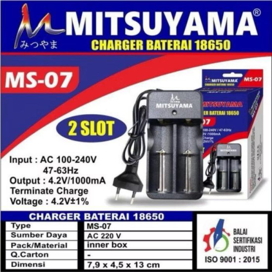 Mitsuyama Charger Baterai 18650 Kapasitas 2 Slot MS-07
