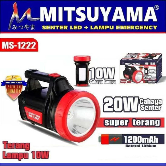 Mitsuyama MS-1222 Senter LED 20W Lampu Samping Darurat 10W