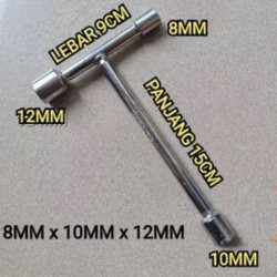 Kunci Sok Socket T 8mm 10mm 12 mm 3 Sisi