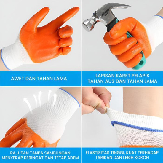 Sarung Tangan Bahan Nilon Lapis PVC 1 Pasang