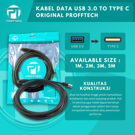 Profftech Kabel USB 3.0 to Type C 3.1 Sync Charge Cable