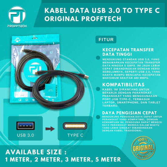 Profftech Kabel USB 3.0 to Type C 3.1 Sync Charge Cable