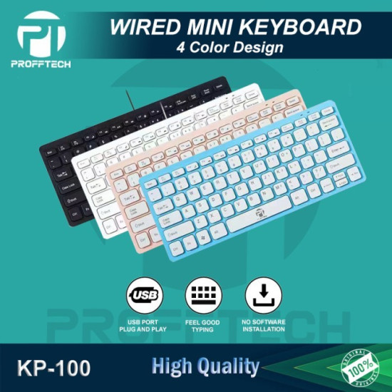 Profftech Wired Keyboard Mini Kabel USB 4 Warna KP-100
