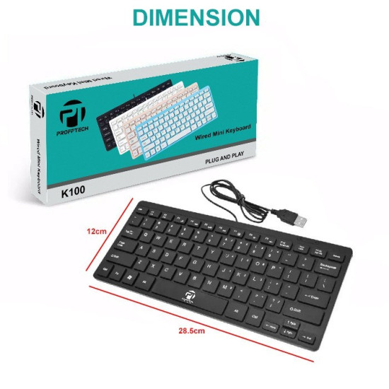 Profftech Wired Keyboard Mini Kabel USB 4 Warna KP-100