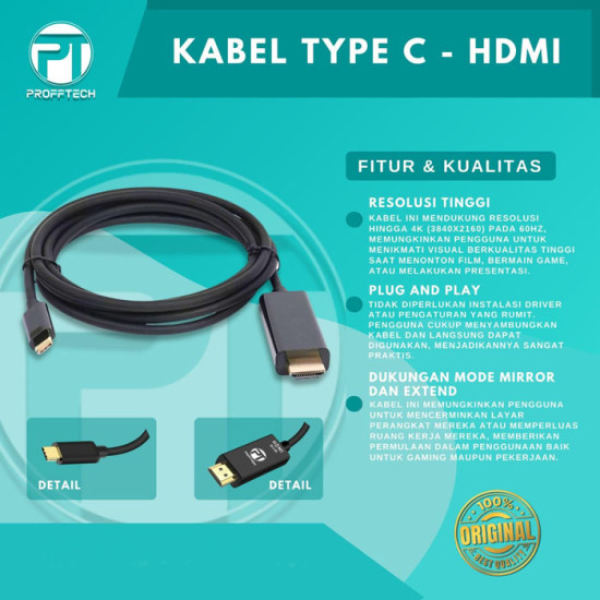 Profftech Kabel Input Type C Output HDMI