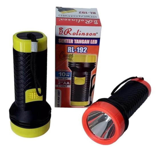 Rolinson RL-192 Senter Tangan LED 10W 300 Lumen Flashlight Flash Light Baterai AA