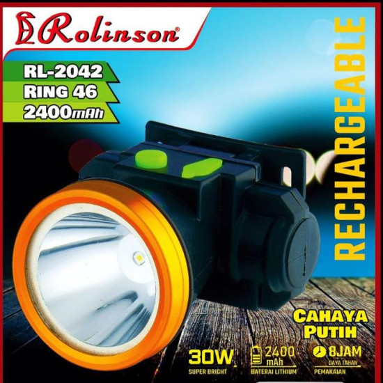 Rolinson RL-2042 Senter Kepala 30W Ring 46 Head Lamp Headlamp Charge 2400mAh Rolinson RL-2042 Senter Kepala 30W Ring 46 Head Lamp Headlamp Charge 2400mAh