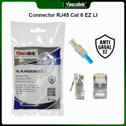 Vascolink Connector Konektor RJ45 Cat 6 EZ Gold Lite Plated 1 Pack isi 50 Pcs