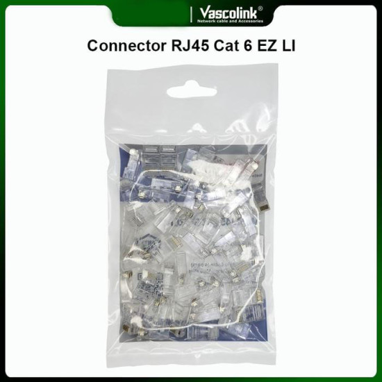 Vascolink Connector Konektor RJ45 Cat 6 EZ Gold Lite Plated 1 Pack isi 50 Pcs
