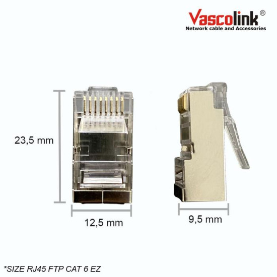 Vascolink Connector Konektor RJ45 FTP Cat 6 EZ Gold Plated 50Pcs