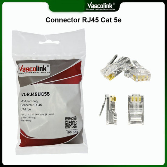 Vascolink Konektor Connector RJ45 Cat5e 100 Pcs