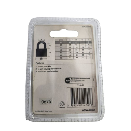Yale V140-20 Gembok 20mm Padlock 20 mm