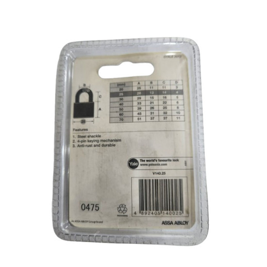 Yale V140-25 Gembok 25mm Padlock 25 mm