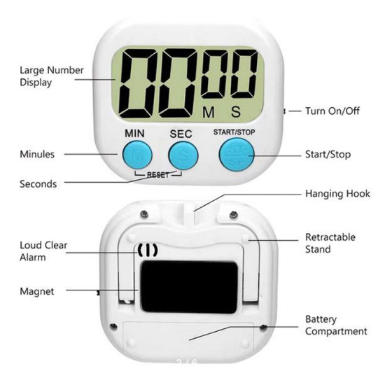 Digital Kitchen Timer Alarm Masak Dapur Ada Magnet