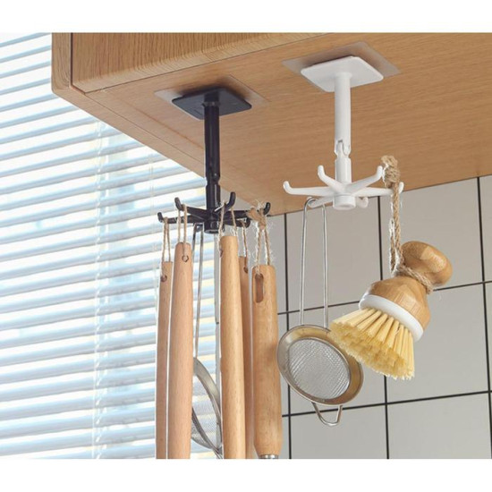 Gantungan Putar Dapur 6 Hook Tempel Dinding Bahan Plastik ABS