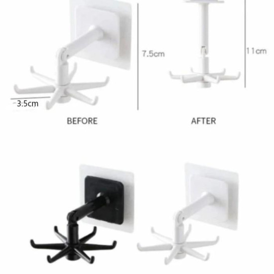 Gantungan Putar Dapur 6 Hook Tempel Dinding Bahan Plastik ABS