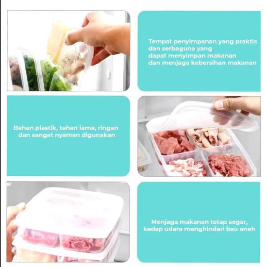 Tempat Wadah Kontainer Makanan 4 Sekat Tutup Kedap Air