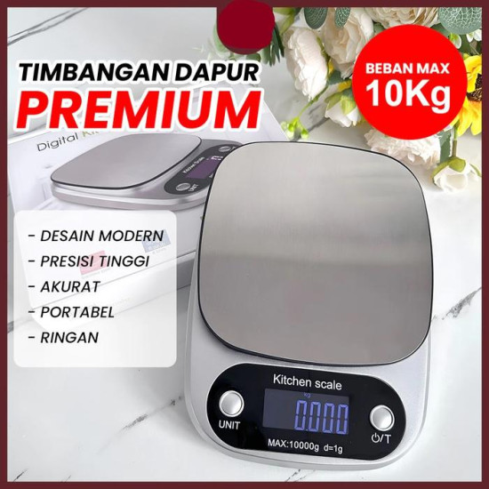 Timbangan Digital 10 Kg Premium Digital Kitchen Scale Baterai AAA x 2 Pcs
