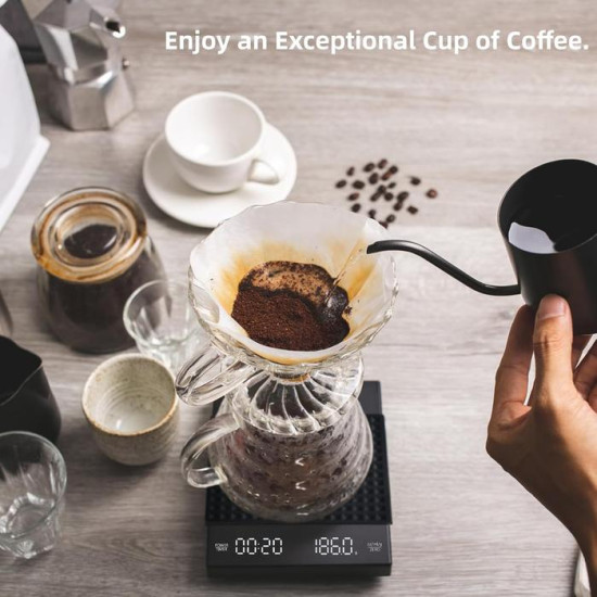 Timbangan Kopi Premium Digital 3 Kg Dual Power Silicon Pad Hitam