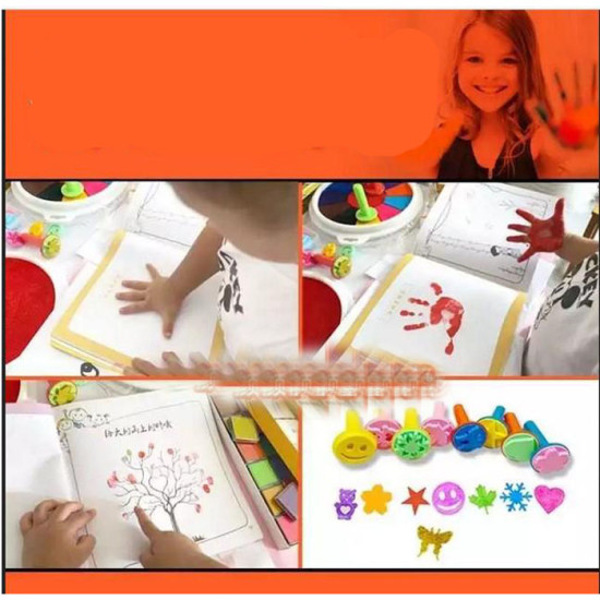 Washable Paint Pad 18cm Ink Finger Stamp 13 in 1 Mainan Edukasi Anak