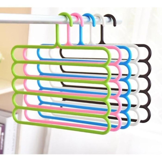 Gantungan Pakaian Jilbab Baju Celana Hanger 5 Susun Bahan Plastik PP