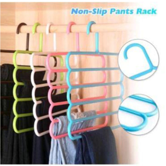 Gantungan Pakaian Jilbab Baju Celana Hanger 5 Susun Bahan Plastik PP