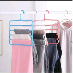 Gantungan Pakaian Jilbab Baju Celana Hanger 5 Susun Bahan Plastik PP