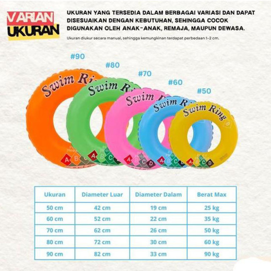 Pelampung Berenang Ban Renang Bulat Motif ABCD